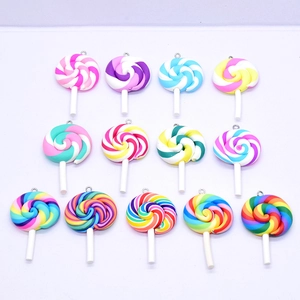 DIY Resin Rainbow Lollipop Charms Colorful Spiral Candy Pendants For Earrings Keychain Jewelry Making Crafts Accessories