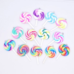 Colorful resin rainbow lollipop pendants for DIY jewelry and keychain accessories
