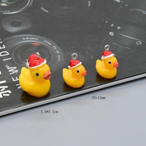 Cute resin Christmas yellow duck charms in two sizes for DIY earring and necklace making