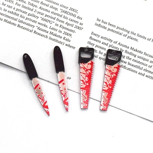 Halloween Spooky Bloody Knife Chainsaw Pendants Plastic Resin DIY Jewelry Accessories For Earrings Necklace Keychain Decor