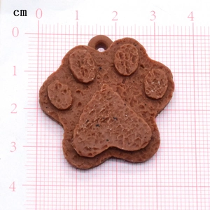 Pendentif patte de chat en PVC marron avec surface texturée pour bijoux DIY