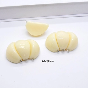 Realistic white garlic clove PVC pendant with metal ring for DIY jewelry making 40x24mm