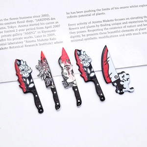 Gothic acrylic Halloween dagger charms with floral and cat patterns for DIY jewelry