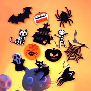 Halloween Acryl Anhänger Set mit Fledermäusen und Kürbissen für DIY Schmuckherstellung
