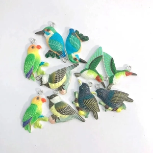 Colorful resin bird charms including kingfisher and parrot for DIY earring jewelry making