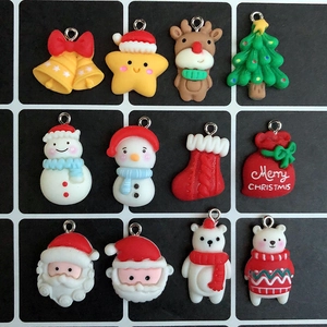 Breloques de Noël en Résine Pendentifs Fournitures de Fabrication de Bijoux DIY pour Boucles d'Oreilles Collier Père Noël Bonhomme de Neige