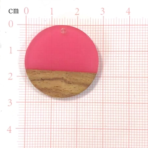 Roze hars en houten ronde geometrische hanger voor DIY sieraden maken, 3cm diameter