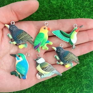 Cute Resin Bird Charms Colorful Parrot Sparrow Animal Pendants For DIY Earrings Necklace Keychain Jewelry Making Accessories