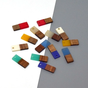Colorful resin and wood rectangular geometric pendants for DIY jewelry making and earrings