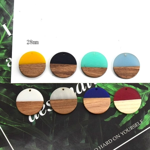 28mm ronde hars- en houten patchwork hangers voor DIY-oorbellen sieraden maken