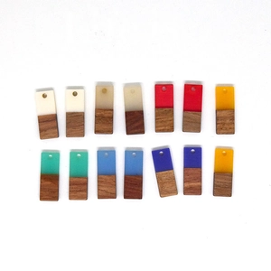 Colorful resin and wood rectangular charms set for DIY jewelry and earring making