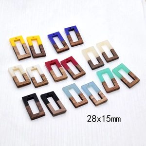 28x15mm geometrische houten en hars rechthoekige hangers voor DIY sieraden maken