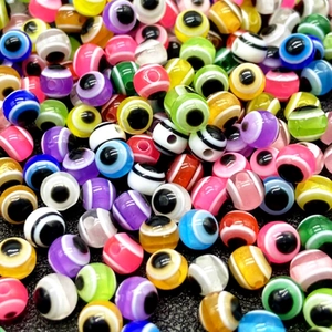 Colorful resin evil eye round loose beads for DIY jewelry making and handicraft design