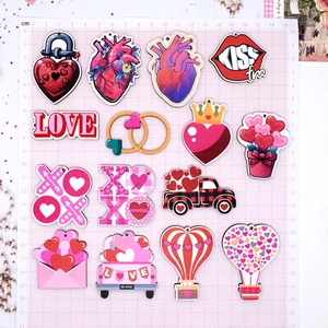 Valentine's Day wooden heart pendants set for DIY jewelry with love and lip designs
