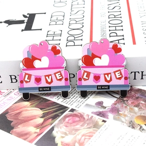 Romantic Love and Be Mine car themed wooden heart pendants for Valentine decorations