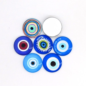 Cabochon in vetro malocchio con retro piatto per creazione di gioielli fai-da-te