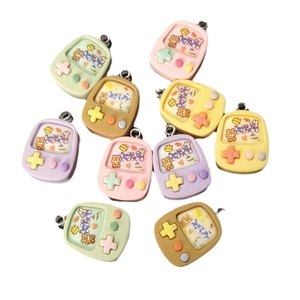 Pastel resin mini game console charms with cartoon bear and crown for DIY jewelry making