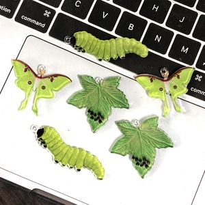Acryl Vlinder Rups Blad Dier Plant Hangers DIY Sieraden Maken Accessoires Voor Ketting Oorbel Sleutelhanger Decoratieve Charms