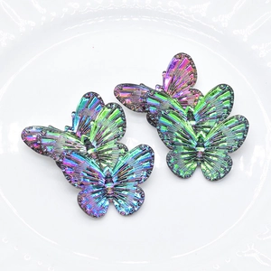 Iridescent AB butterfly charms with 3D texture for DIY acrylic jewelry and keychains