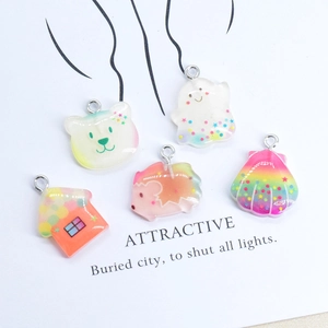 Cartoon Bear Ghost House Shell Hedgehog Animal Resin Pendants DIY Jewelry Making Charms For Earrings Necklace Hair Findings