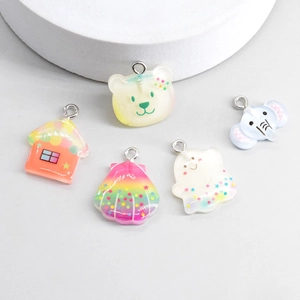 Cute cartoon resin charms with colorful star fillings for DIY jewelry and hair accessories