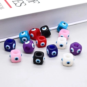 Acrylique Mauvais Œil Cube Perles Carré Nazar Perles en Vrac Pour DIY Bijoux Bracelet Collier Boucle d'Oreille Accessoires