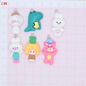 Set of colorful resin cartoon animal pendants for DIY jewelry and crafts making