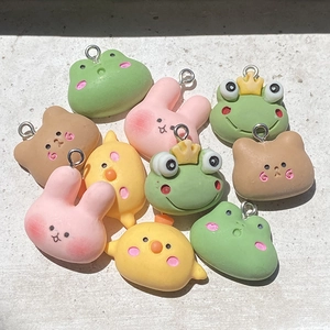 Kawaii Cartoon Resin Animal Pendants For DIY Jewelry Making Rabbit Chick Frog Bear Design Craft Charms For Earrings Necklace Keychain Accessories
