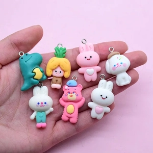 Cute Cartoon Animal Resin Pendants DIY Earring Keychain Hair Accessories Bear Rabbit Dog Crocodile Jewelry Making Parts