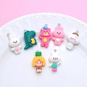 Cute DIY animal charms set including rabbit, bear and dinosaur for jewelry making