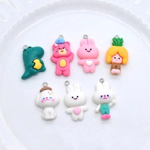 DIY colorful cartoon animal charms set including bears and rabbits for jewelry making