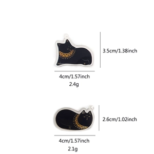 Pendentifs chat égyptien en acrylique noir avec motifs dorés pour bijoux DIY créatifs