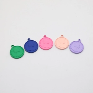 Five colorful vintage Elizabeth II relief coin charms for DIY jewelry making accessories