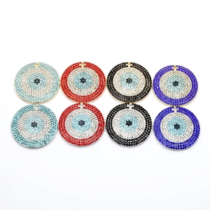 Legierung Strass Rund Böser Blick Anhänger DIY Türkisch Blaues Auge Emaille Schmuck Charms Für Halskette Ohrring Schlüsselbund