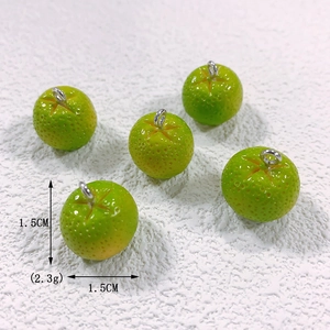 3D mini resin citrus orange fruit charms with metal rings for DIY jewelry making
