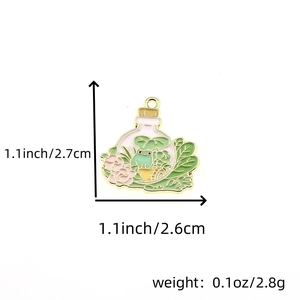 Größendiagramm von Zeichentrick-Frosch-Emaille-Anhänger mit Maßangaben und Gewicht