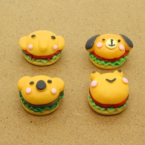Cartoon Animal Burger Resin Pendants For DIY Keychain Earrings Elephant Koala Dog Frog Jewelry Making Accessories