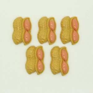 5pcs realistic resin peanut charms with pink kernels for DIY crafts and accessories