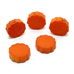 5pcs orange resin mooncake pendants with Chinese engraving for DIY jewelry making