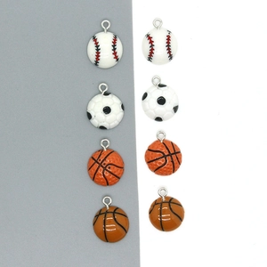 Dijes de Pelota de Resina Estilo Deportivo de Dibujos Animados para Fabricación de Joyas DIY Llavero Collar Fútbol Baloncesto Béisbol