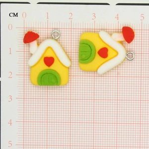 Cute resin mushroom house charms for DIY jewelry making with ruler for scale