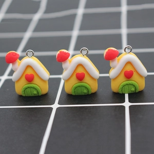Cartoon Mushroom House Resin Pendants For DIY Earring Necklace Jewelry Making Cute Heart House Charms Accessories