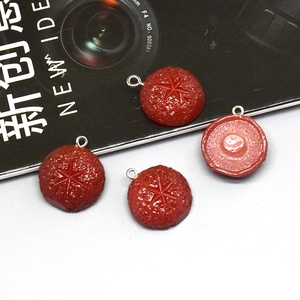 Star-engraved red resin pendants for DIY jewelry making with silver metal loops