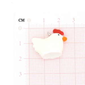 Cute cartoon chicken resin pendant with silver loop for DIY jewelry making 1.8x2.2cm