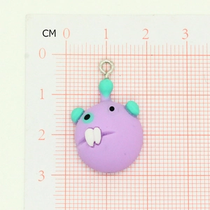 Pendentif monstre violet en résine avec cornes vertes pour la fabrication de bijoux DIY