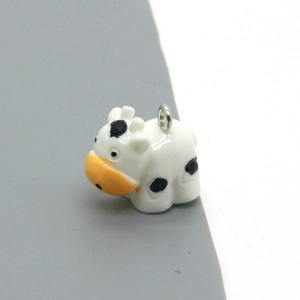 DIY cartoon cow pendant charm with classic black and white spots for jewelry making