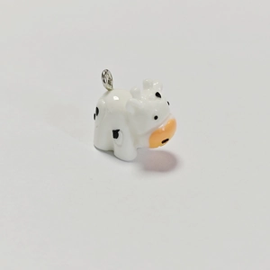 Cute cartoon cow animal charm pendant with 3D design for DIY jewelry necklace and earrings