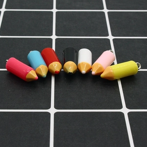 Set of 7 colorful mini crayon resin pendants with metal rings for DIY jewelry making
