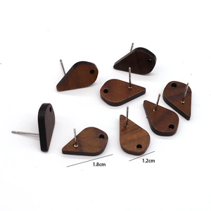 Minimalist geometric teardrop wood stud earrings DIY walnut finish 1.8x1.2cm 8pcs set