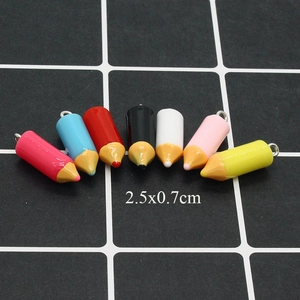 Colorful mini pencil charms for DIY jewelry making in seven vibrant assorted colors